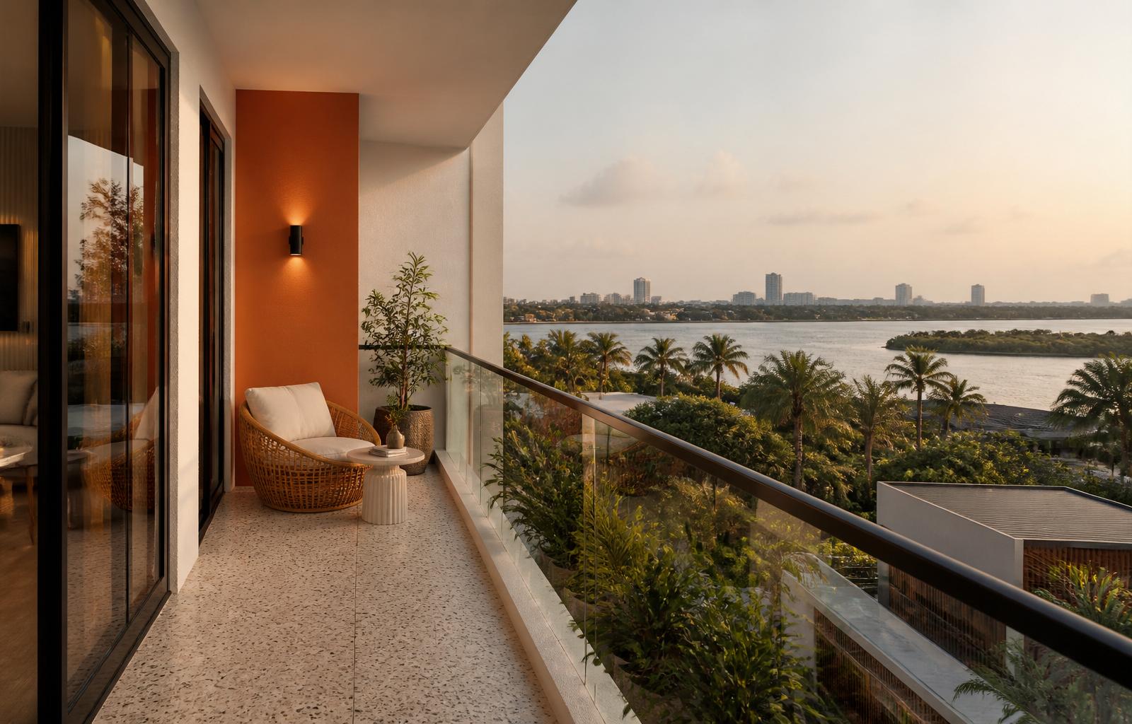Modern Lagos apartment at golden hour